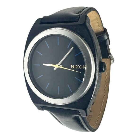 Nixon Minimal The Time Teller Designer 100M Diver Watch Polycarbonate Black Blue - Picture 1 of 9